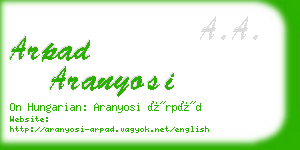 arpad aranyosi business card